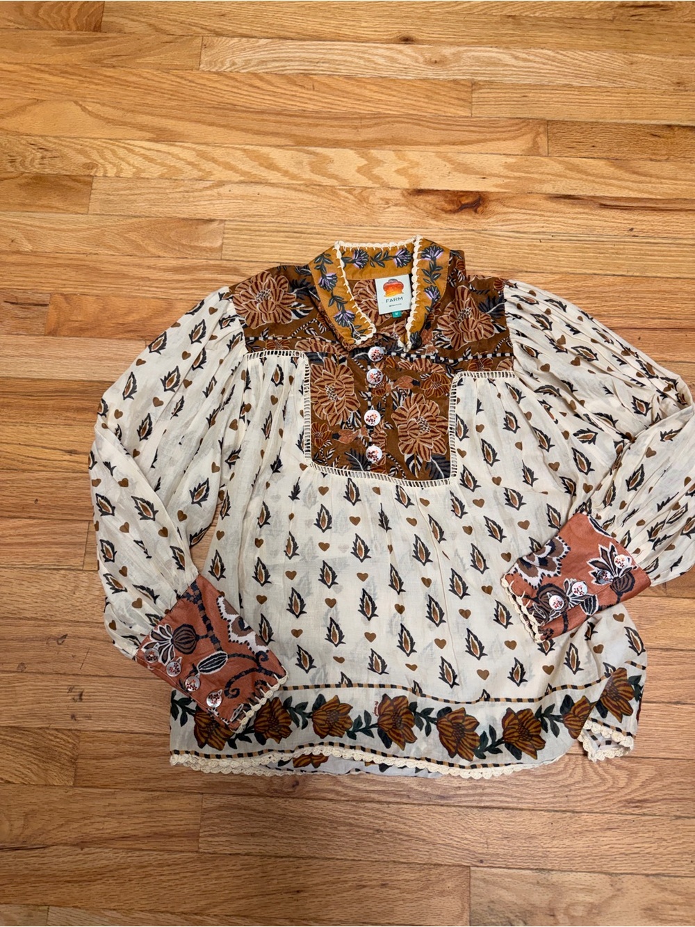 Farm Rio Ainika Floral Cotton Blouse